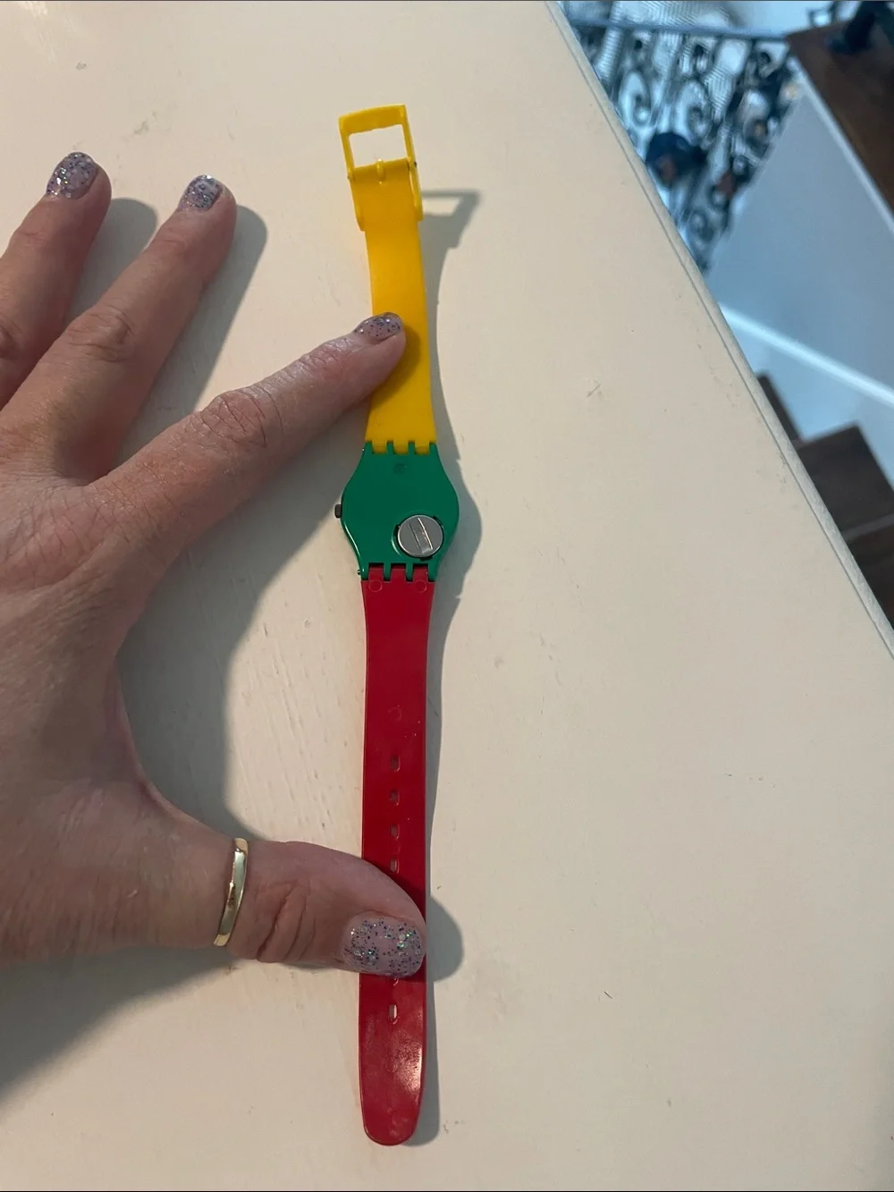 Vintage Swatch Red, Yellow & Green and Quintel Bubble Airplane Watches 2 watches